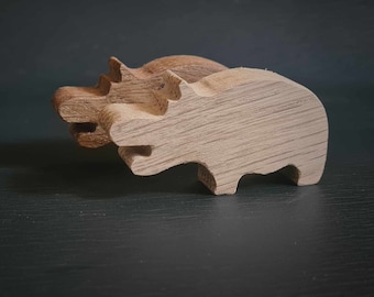 Hipopotamus Wooden African Animal Knobs Furniture Handles for Children Cabinet Drawer Pulls