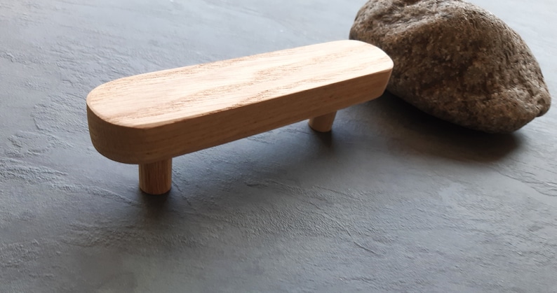 Soft Rounded Handles Rounded OAK Wood Handles, Large Handmade Pulls, Custom Fit Wooden ...