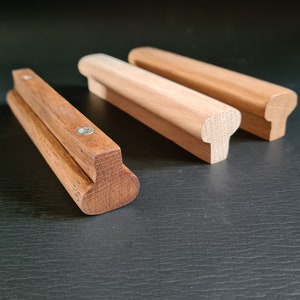 Wood Drawer Handle, Long Cabinet Pulls, Wood Dresser Handles, Wardrobe Thin Pulls, Solid OAK Wooden Handles