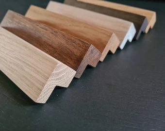 Drewniane uchwyty meblowe Nowoczesne długie dębowe cienkie gałki LERA, uchwyty do modernizacji mebli wykonane na zamówienie