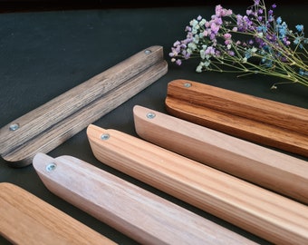 Lange, afgeronde uiteinden Houten handgrepen, eiken industriële grepen, moderne dressoirgrepen uit het midden van de eeuw, uittrekbare kastgreep