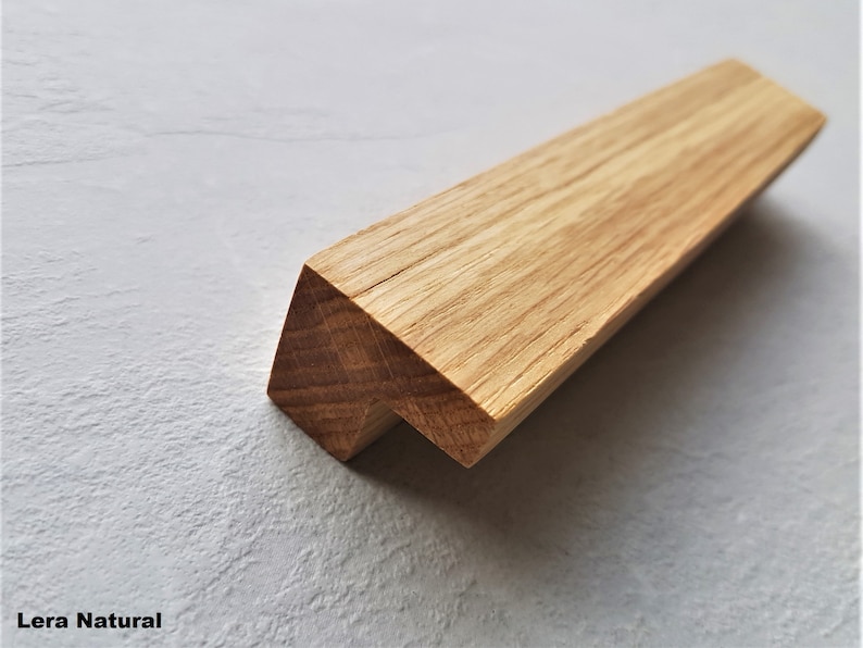 Holzgriffe Minimalist Möbelgriffe, Lange Schubladengriffe, Garderoben Dünne Knäufe, Moderne Linie Holzknöpfe, Massive Eiche Abgerundete Enden Bild 4