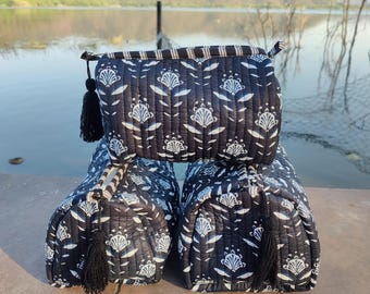 Quilted cotton cosmetic bag set, new design toiletry bag, 3 pcs gifted item