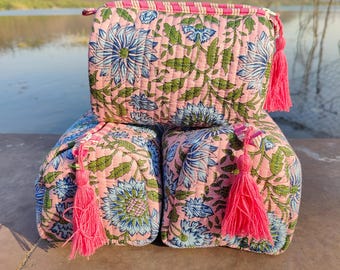 Quilted cotton cosmetic bag set, new design toiletry bag, 3 pcs gifted item