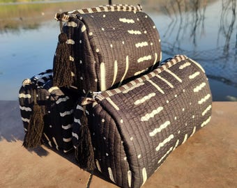 Quilted cotton cosmetic bag set,  Makeup pouch 3 pcs gifted item