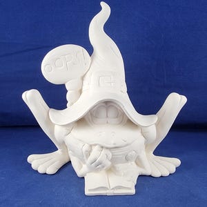 Ceramic Clay Magic &quot;Oops&quot; Frog Witch, Ceramic Halloween Frog, Clay Magic Frog Witch, Ready to paint, u paint Halloween, ceramic bisque Frog
