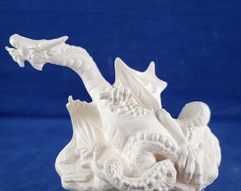Unpainted Ceramic Dragon Figurine, DIY Craft Project (AS IS)