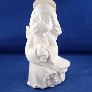 Ceramic Angel Figurine, Ceramic Angel holding candle, Bisque Angel, Beautiful Angel figurine, ready to paint angel, u paint ceramics, Angel