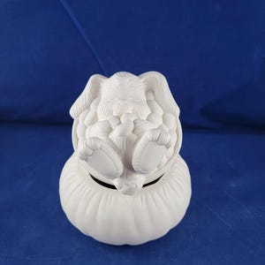 Ceramic Bunny Dish, Easter Rabbit Dish, Candy Dish with lid, Easter decoration, Ready to paint, u paint Easter, Dona&#39;s Easter Candy Dish
