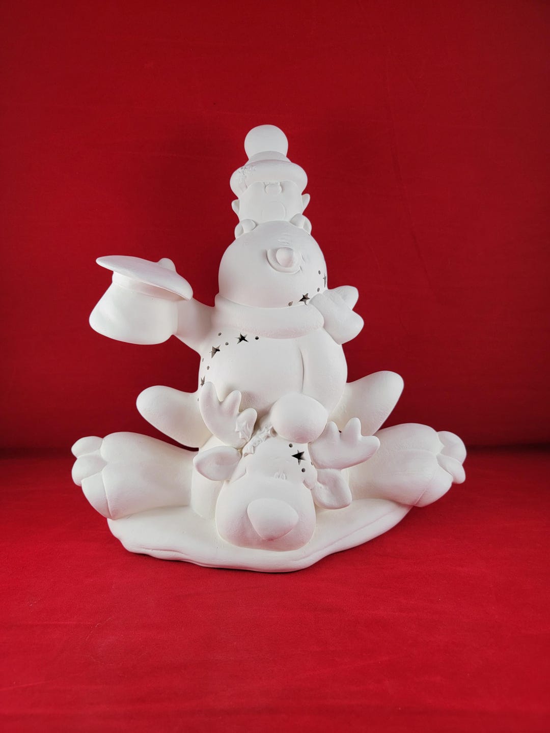 Snowman Stack Ceramic Snowman, Ceramic Snowman Stack, Ceramic Snowman Riding Reindeer ...