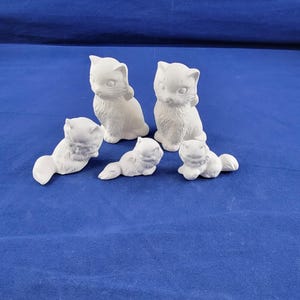 Ceramic Miniature Kittens, Miniature Cats, ready to paint, u paint kittens, Cat decorations, Cat figurines, tiny cat figurines, collectible
