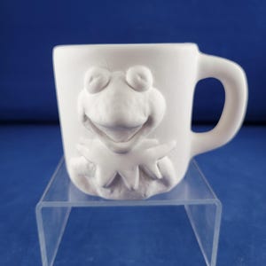 Ceramic Mug, Ceramic Kermit the Frog Mug, Frog Cup, Coffee Cup, Coffee Mug, Ceramic Frog, Kermit the Frog Cup, Ready to paint, u paint mug