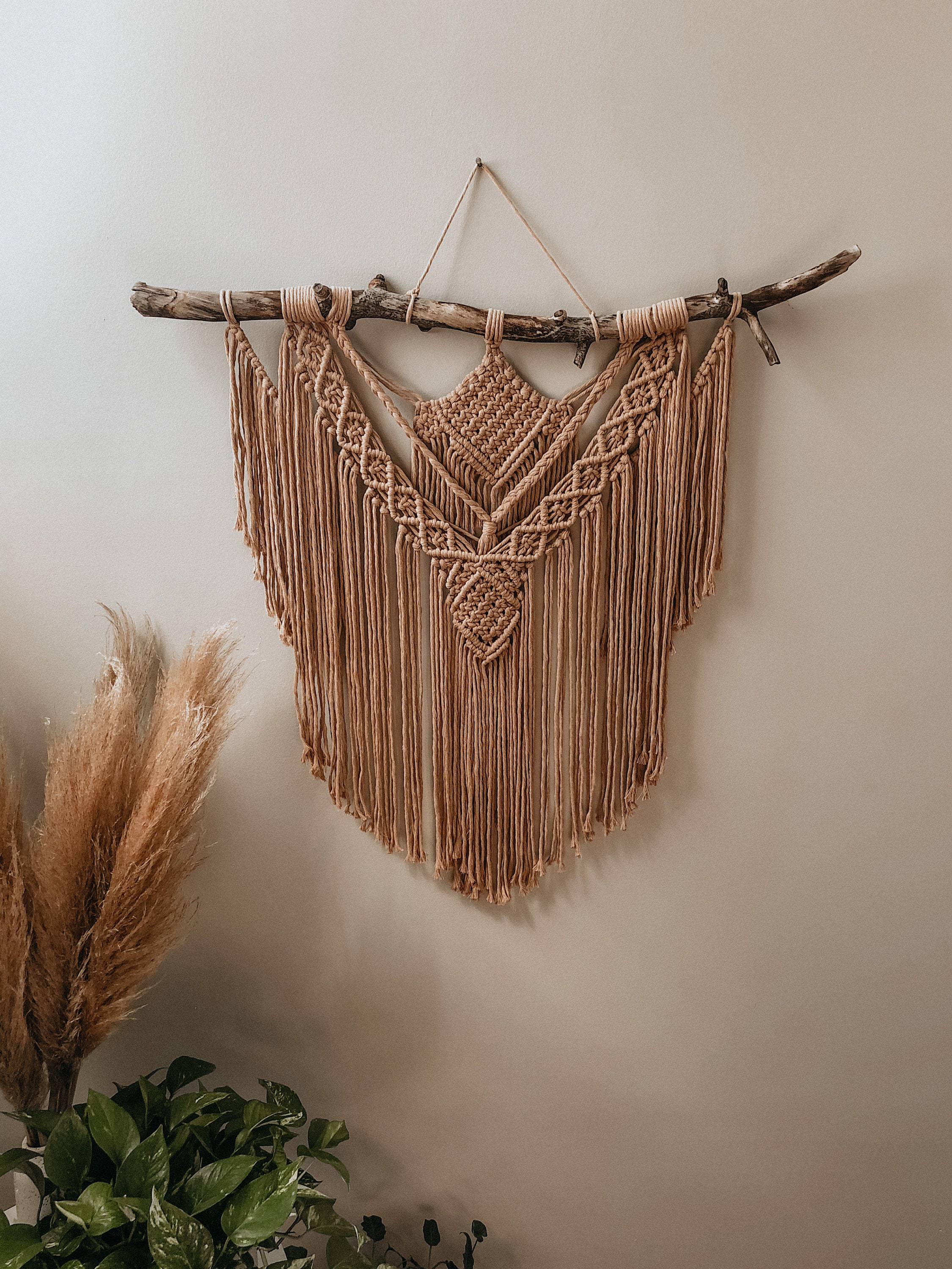 Large Boho Layered Macrame Wall Hanging with Tan Cord / Etsy