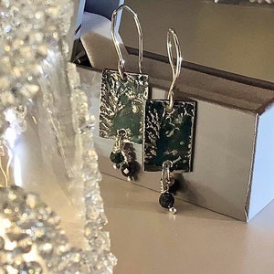 Silver Enamelled Drop Earrings