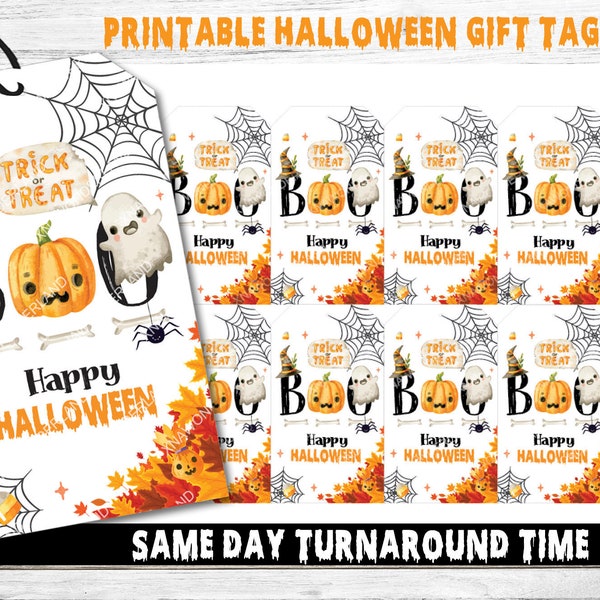 Halloween Favor Tags, Halloween Tags, Ghost Halloween Tags, Boo Tags, Trick or Treat Tags, Halloween Goodie Bag Tags, Halloween Treat Tags