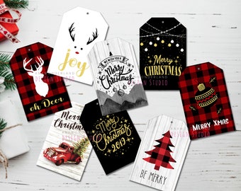 set of 8 christmas gift tags, christmas gift tag, christmas gift tags set, printable tags, teacher gift tags, holiday tags, favor bag tags