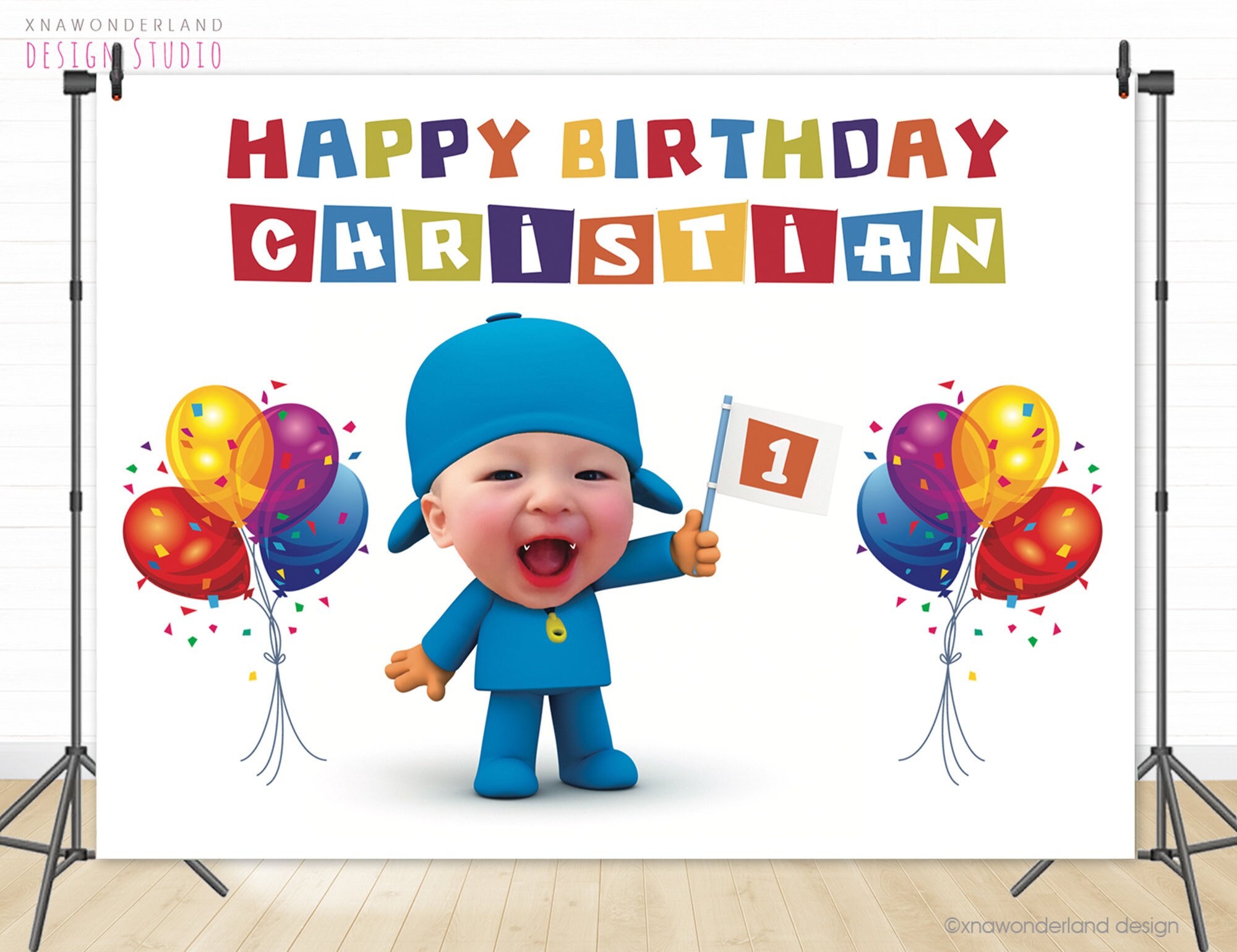 Cameras & Photo Pocoyo Birthday Party Backdrop Custom Name