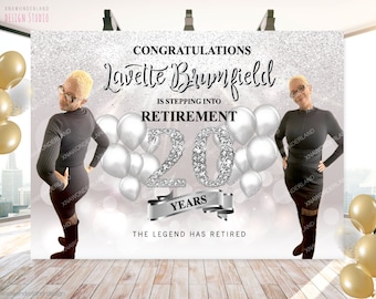 custom backdrop, custom image banner, retirement party, retirement backdrop, retirement banner, retirement photo sign, retirement poster,