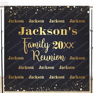 family reunion backdrop, custom family reunion, black gold backdrop banner, family reunion backdrop, reunion svg, family reunion gifts