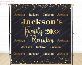 family reunion backdrop, custom family reunion, black gold backdrop banner, family reunion backdrop, reunion svg, family reunion gifts
