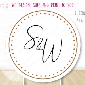 initial round backdrop cover, custom circle backdrop, custom arch stand cover, personalized round backdrop art, wedding round stand cover