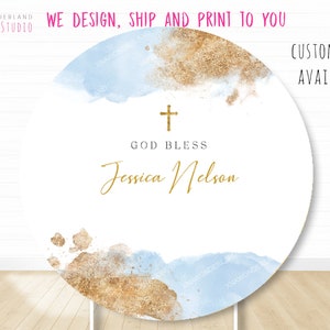 god bless baptism backdrop, Christening Baptism, First Communion Backdrop, Baptism Decorations, girl Baptism Banner, boy Baptism round cover