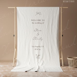 Custom Fabric Wedding Welcome Sign, Wedding Welcome Sign, fabric wedding banner, minimalistic Wedding decor, Personalized Fabric Baby Shower