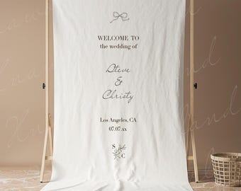 Custom Fabric Wedding Welcome Sign, Wedding Welcome Sign, fabric wedding banner, minimalistic Wedding decor, Personalized Fabric Baby Shower