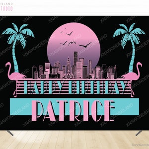 Miami vice Backdrop banner, custom Miami vice, 80s party backdrop, 80s theme banner, custom retro party, 80s party backdrop, retro theme