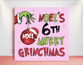merry grinchmas birthday backdrop, christmas birthday party grinch banner, whoville xmas decor sign png, who stole christmas birthday decor