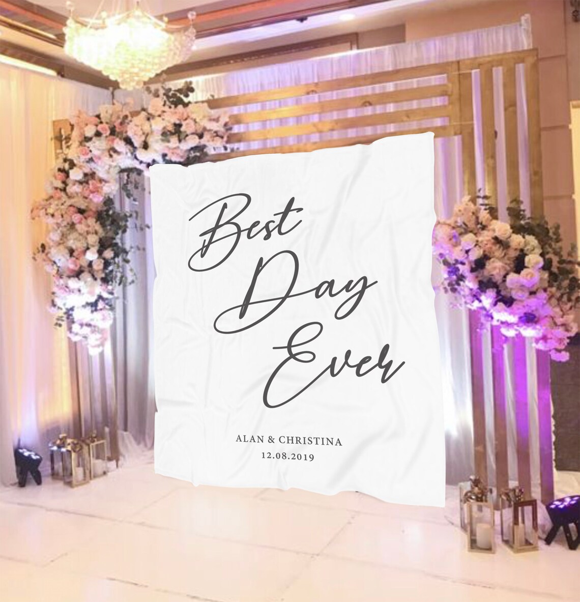 Best day ever backdrop rustic wedding backdrop fabric Etsy