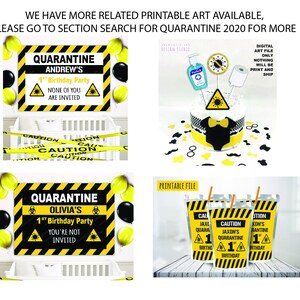 Quarantine Cake Topper, First Birthday, Caution Party, Stay Home Birthday, Custom Number, Custom ...