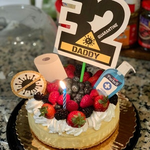 Quarantine Cake Topper, First Birthday, Caution Party, Stay Home Birthday, Custom Number, Custom ...