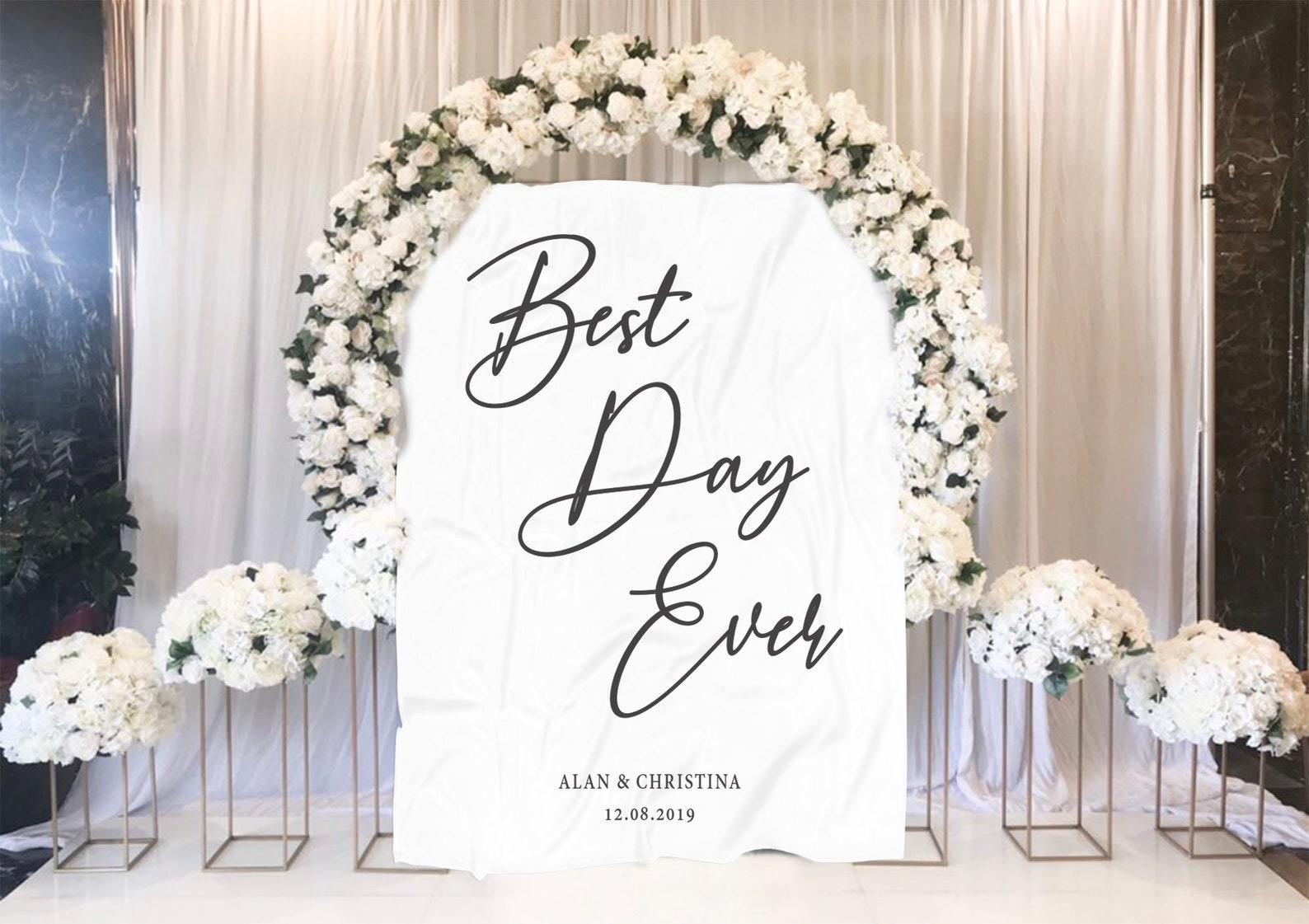 Best Day Ever Backdrop Rustic Wedding Backdrop Fabric Etsy