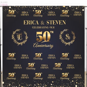 50th Anniversary Photo Backdrop, Golden Anniversary Backdrop, wedding Step Repeat Backdrop, anniversary poster, platinum steel anniversary