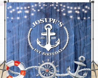 nautical birthday backdrop, nautical party decor, custom nautical decor sign, nautical baby shower, beach boy decor, nautical baby shower