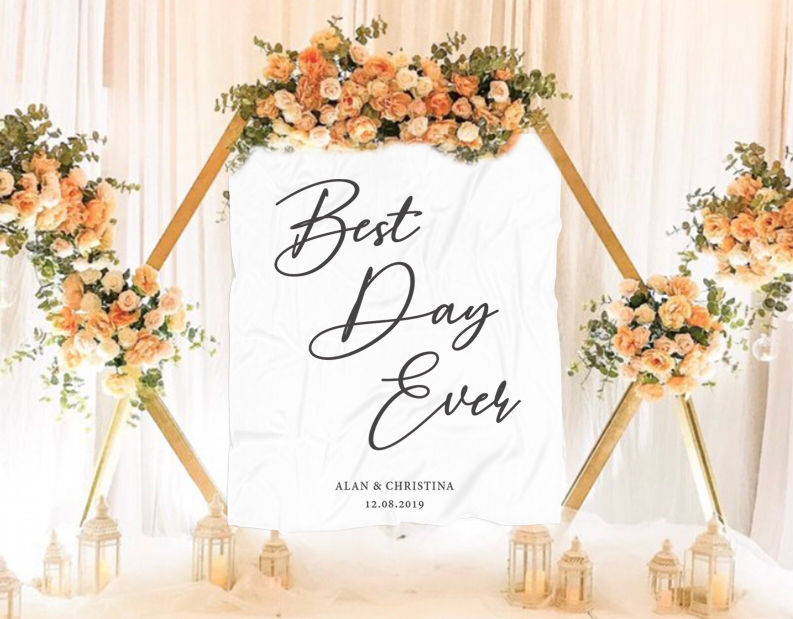 Best Day Ever Backdrop Rustic Wedding Backdrop Fabric Etsy