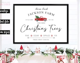 Personalized xmas art, Christmas Tree Farm Sign, Printable Christmas Tree Sign, Custom Christmas Wall Art, Modern Farmhouse Christmas Decor