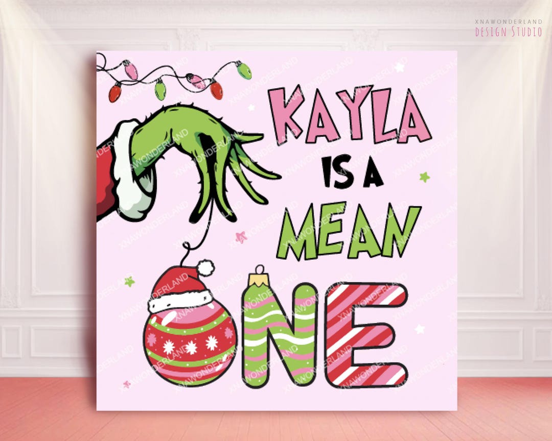 She's a Mean One Pink Birthday Backdrop, Christmas Birthday Grinch