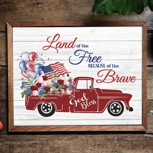 Fourth of July rustic truck print, July forth vintage truck, 4th of July printable, Americana patriots printable, farm truck printable art