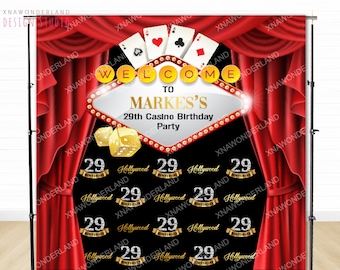 Custom casino Backdrop, luxury casino banner, gambling decor sign, personalized casino theme party, poker dominos party, vegas birthday