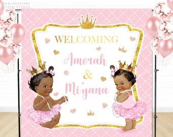 pink baby shower backdrop, baby shower banner, princess baby shower, royal princess theme, princess birthday party, babyshower decoration