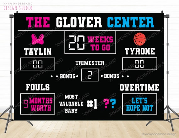 Gender Reveal Backdrop Gender Reveal Sign Scoreboard Baby | Etsy
