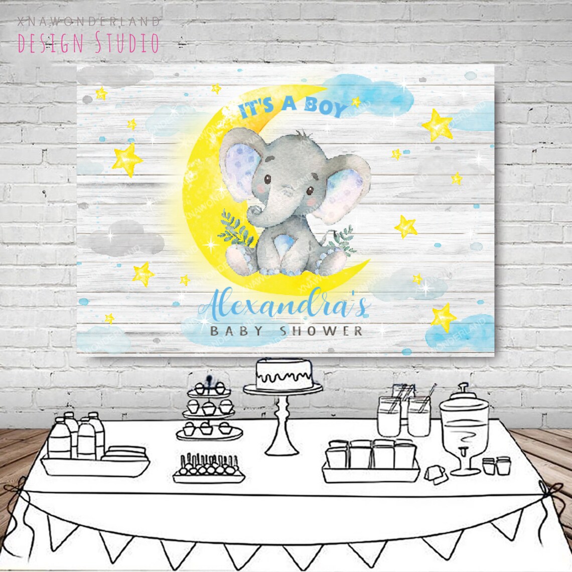 Baby elephant party boy elephant elephant baby shower boy Etsy