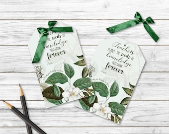 AFDRUKBARE download, Leraar Waardering Gift Tags, Leraar Bedankkaart, Leraar Gift Waardering Kaart, Leraren planten de zaden groeien