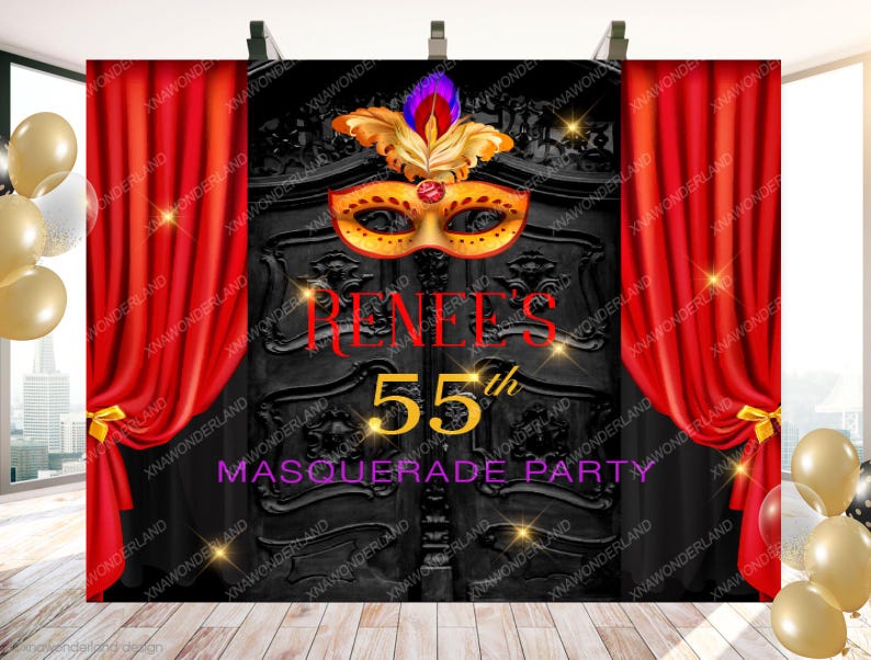 Masquerade Backdrop, Masquerade Birthday Decor, Masquerade Banner, Men ...