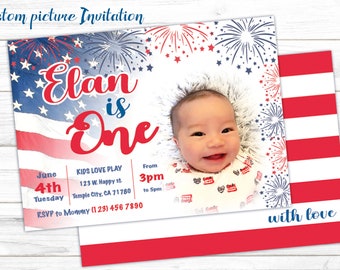 4th of July Printable, Americana birthday party, 4th of July first birthday invitation, 4th of July independence Party, Patriotic Invitation