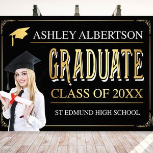 custom photo 2025 graduation backdrop, photo grad celebration banner, Class of 2025, graduation party decor background, picture graduation