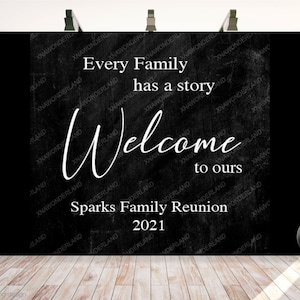 custom family reunion backdrop, personalized family reunion party, custom chalkboard art print, family reunion banner, welcome family decor