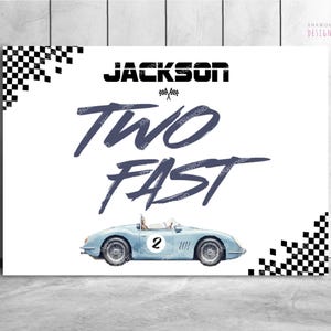 Two Fast Birthday Backdrop, boys Two Fast Birthday Banner, Race Car party Backdrop, Two Fast Birthday Decor sign, two fast too furious party